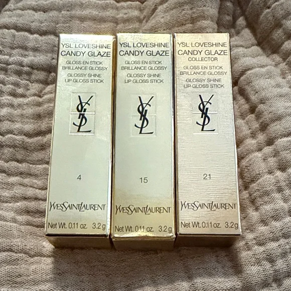 Yves Saint Laurent Loveshine Candy Glaze Lip Gloss Stick Set - Gold - Picture 1 of 5
